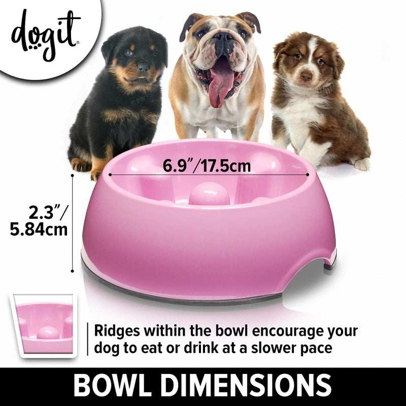 Dogit Go Slow Anti-Gulping Dog Dish, Slow Feeding Dog Bowl Suitable for Wet or Dry Food, Small, Pink - Image 4